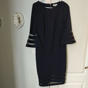 Calvin Klein Navy Dress with Sheer Accents